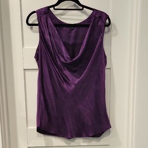 Theory Purple Draped Sleeveless Blouse
